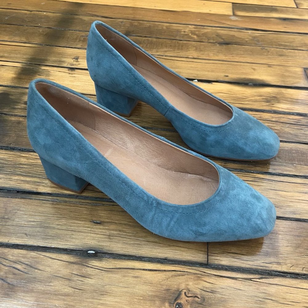Madewell Blue/Teal Suede Heels (Size 7)